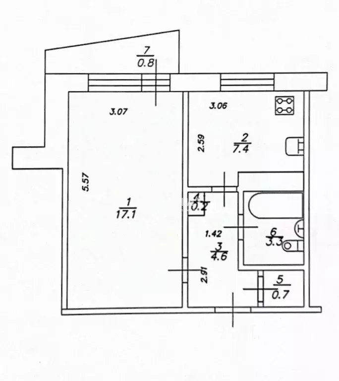 1-к кв. Татарстан, Казань ул. Маршала Чуйкова, 25а (34.1 м) - Фото 2