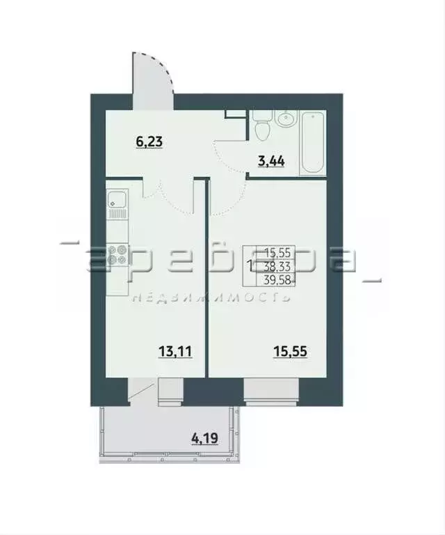 1-комнатная квартира: Красноярск, улица Светлова, 1с2/1 (40 м) - Фото 0