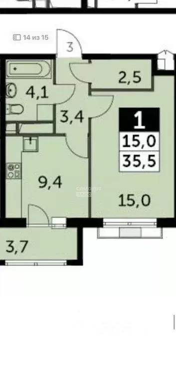 1-к кв. Московская область, Ленинский городской округ, пос. Развилка ... - Фото 2