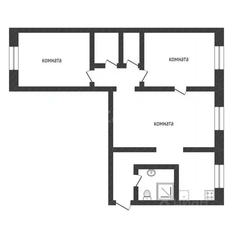 3-к кв. Курганская область, Курган Краснодонская ул., 21 (57.6 м) - Фото 2