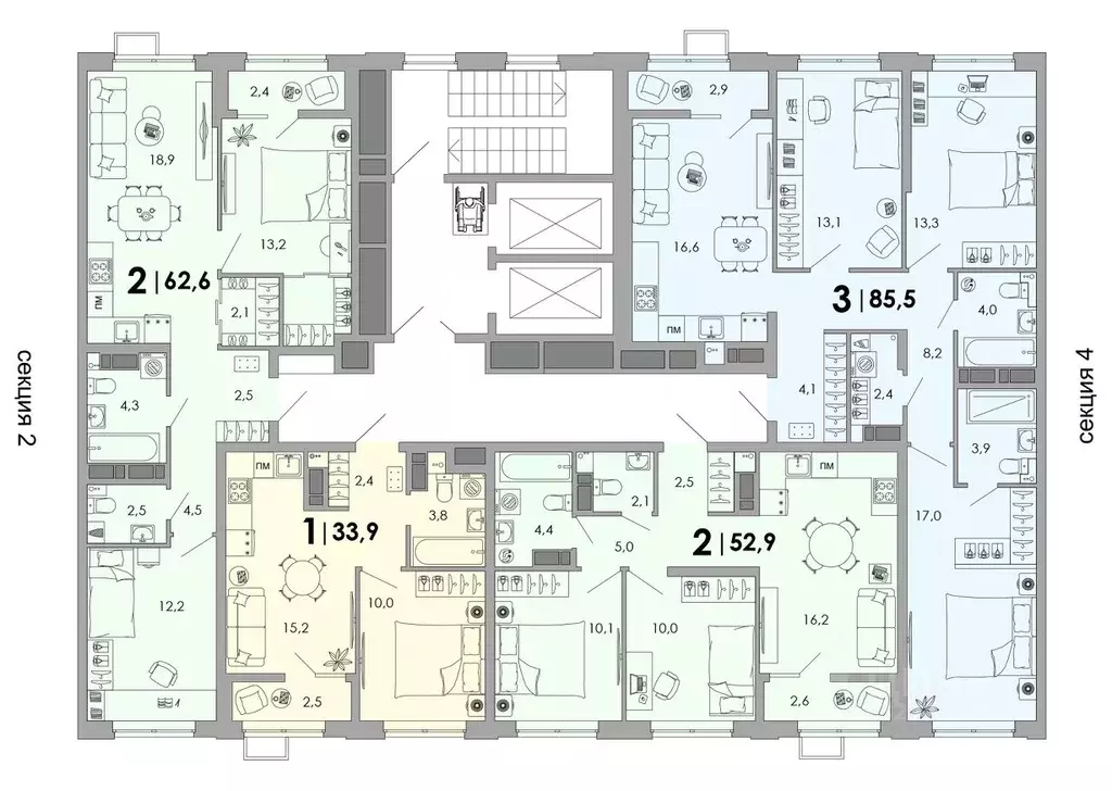 2-к кв. Владимирская область, Владимир Уно жилой комплекс (52.9 м) - Фото 2