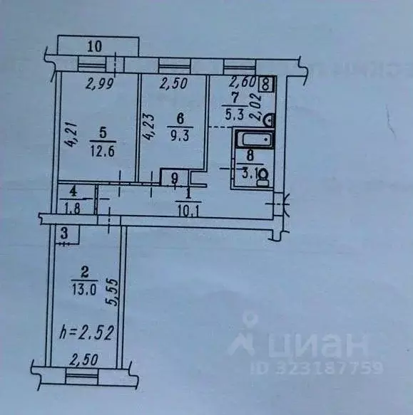 3-к кв. Омская область, Омск ул. 6-я Станционная, 25 (57.4 м) - Фото 2