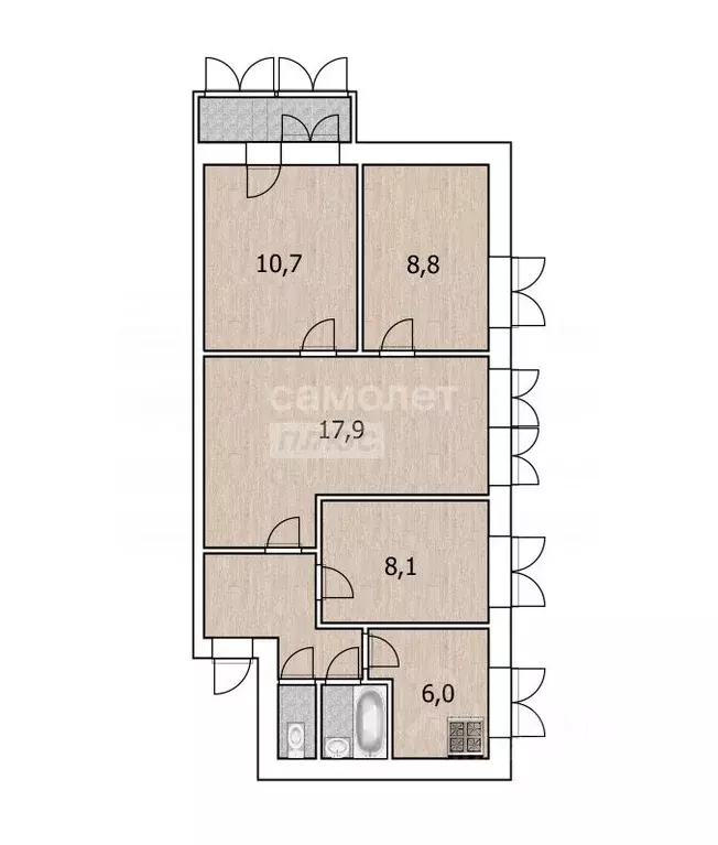 4-к кв. Тюменская область, Тюмень Авторемонтная ул., 21 (59.6 м) - Фото 2