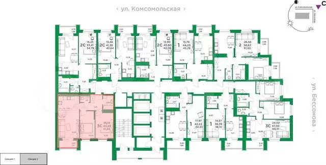 2-к. квартира, 60,2 м, 15/24 эт. - Фото 1