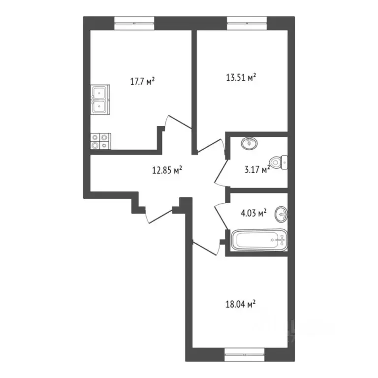 2-к кв. Тюменская область, Тюмень Ставропольская ул., 160/1 (69.4 м) - Фото 2