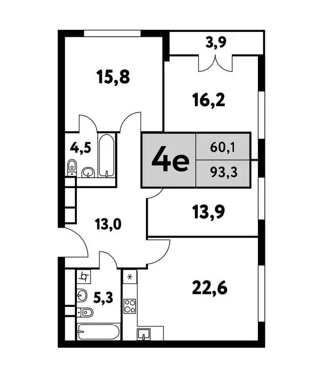 4-комнатная квартира: Москва, Фестивальная улица, 15к24/3 (93.3 м) - Фото 0