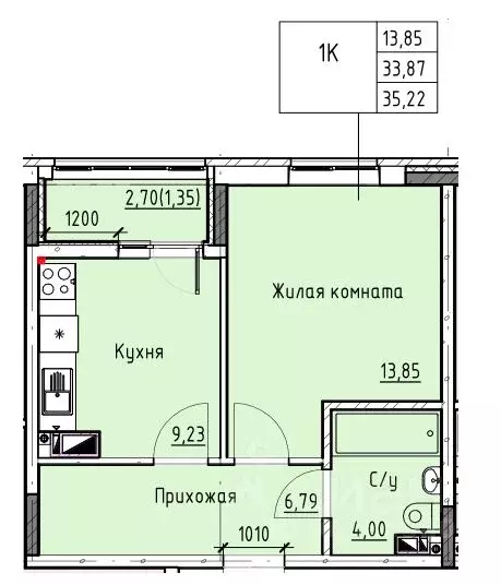 1-к кв. Ростовская область, Батайск ул. Талалихина (35.22 м) - Фото 0
