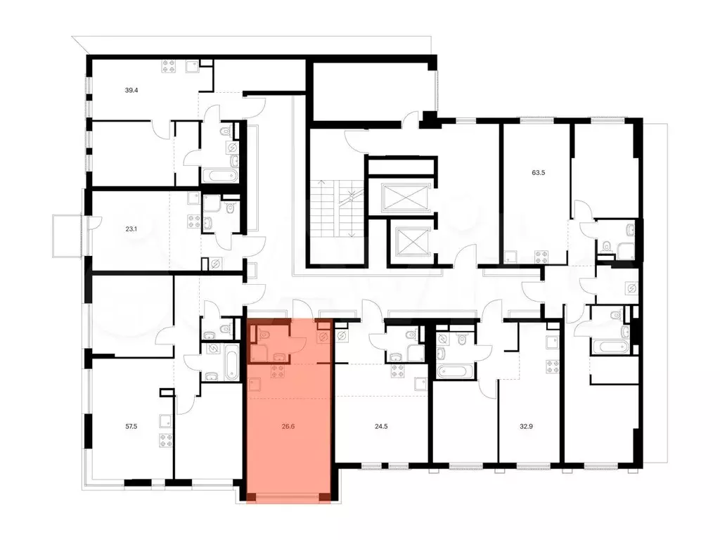 Квартира-студия, 26,6 м, 11/12 эт. - Фото 1