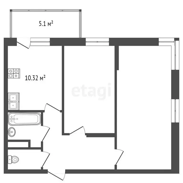 2-комнатная квартира: Тюмень, Профсоюзная улица, 59 (58 м) - Фото 0