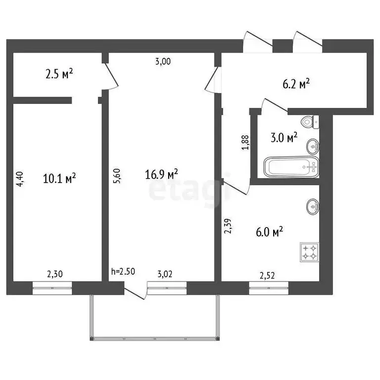 2-комнатная квартира: Ковров, улица Абельмана, 128 (44.7 м) - Фото 1