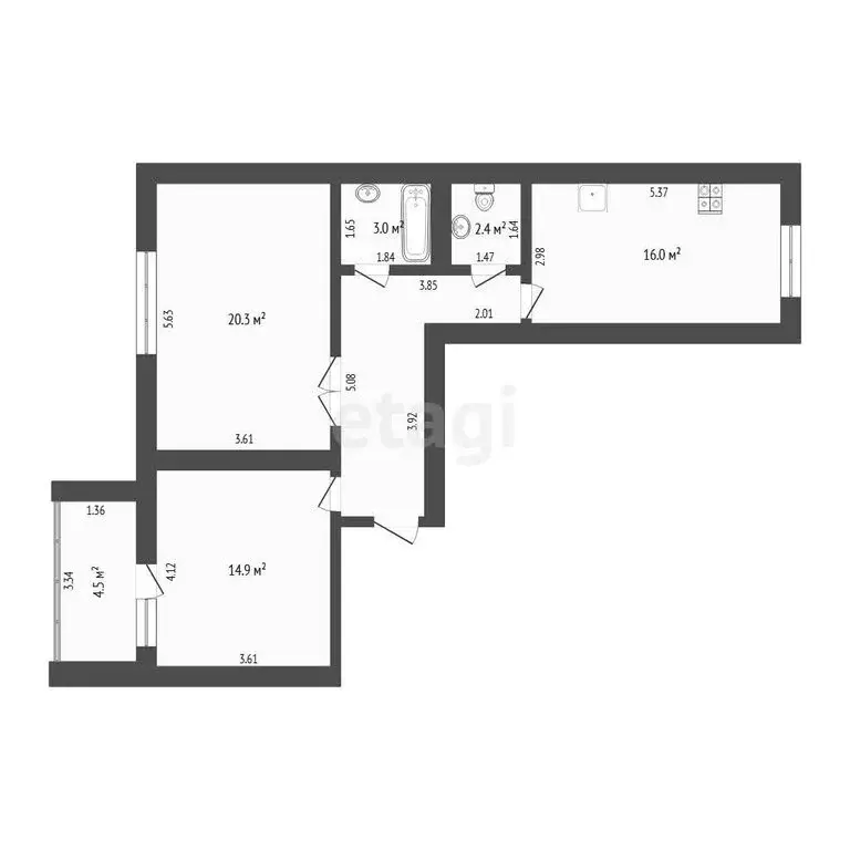 2-комнатная квартира: Тюмень, Широтная улица, 217 (68.3 м) - Фото 1