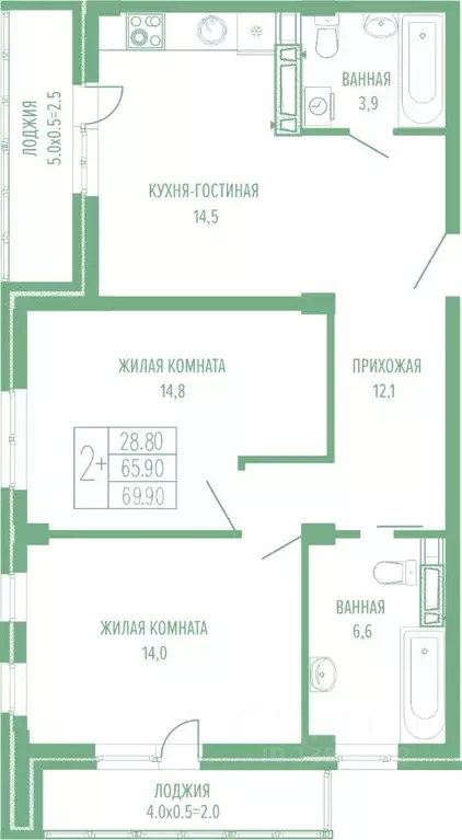2-к кв. Краснодарский край, Краснодар Круговая ул., 4/1 (72.35 м) - Фото 0