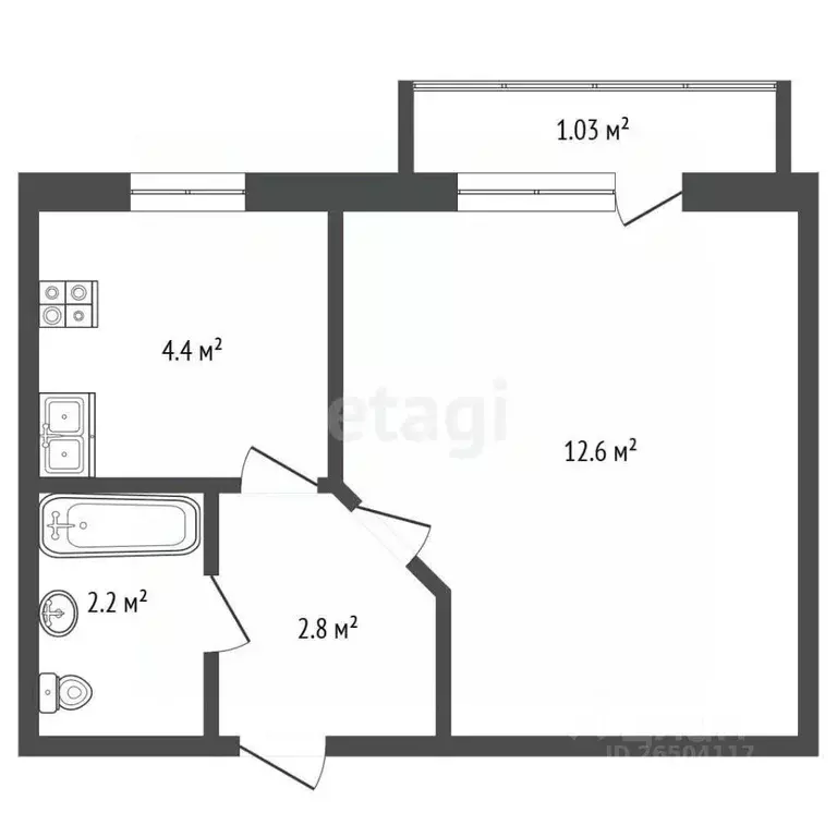1-к кв. Севастополь ул. Лизы Чайкиной, 97 (22.0 м) - Фото 2