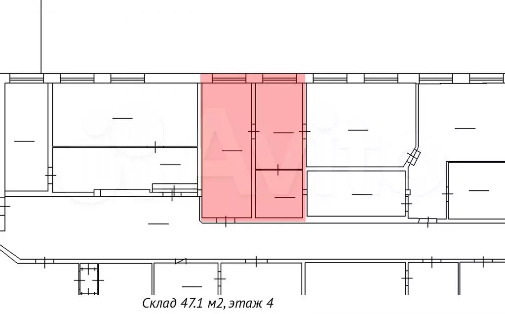 47.1 м2 под склад, 4 этаж, рядом грузовой лифт - Фото 0