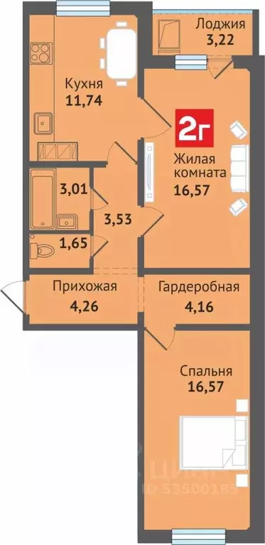 2-к кв. Чувашия, Чебоксары ул. Академика В.Н.Челомея, 12к1 (64.71 м) - Фото 1