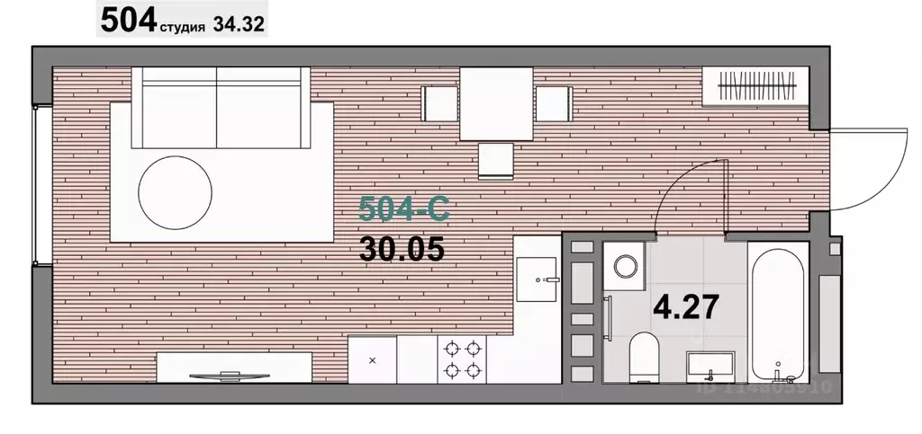 1-к кв. Калининградская область, Зеленоградск ул. Гагарина (34.32 м) - Фото 1