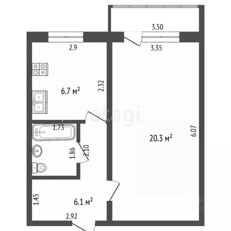 1-к кв. Московская область, Дмитровский муниципальный округ, Деденево ... - Фото 2