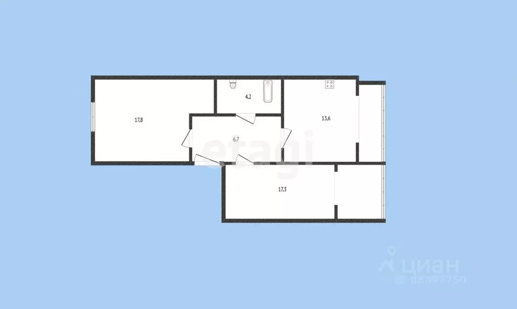 2-к кв. Карачаево-Черкесия, Черкесск ул. Космонавтов, 49Б (67.0 м) - Фото 1
