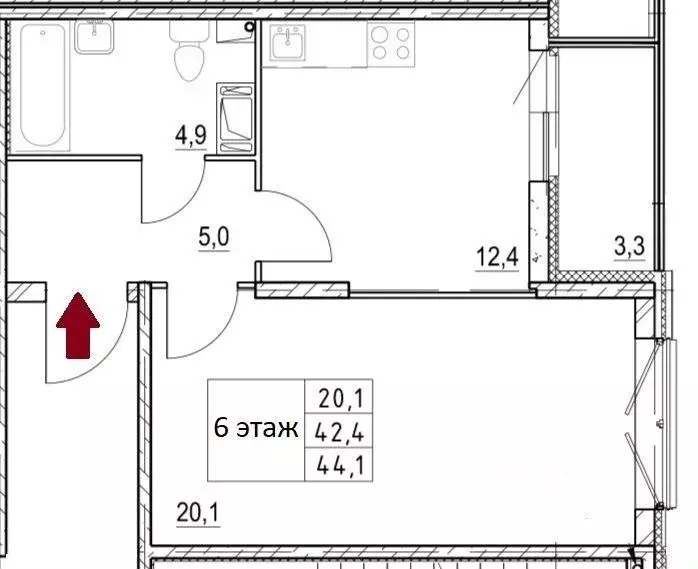 1-к кв. Санкт-Петербург Черниговская ул., 11к1 (42.0 м) - Фото 1