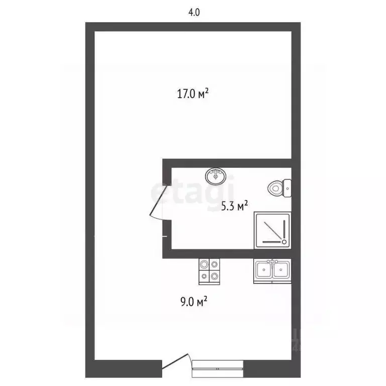 Студия Краснодарский край, Геленджик Верхняя ул., 4к7 (31.3 м) - Фото 2