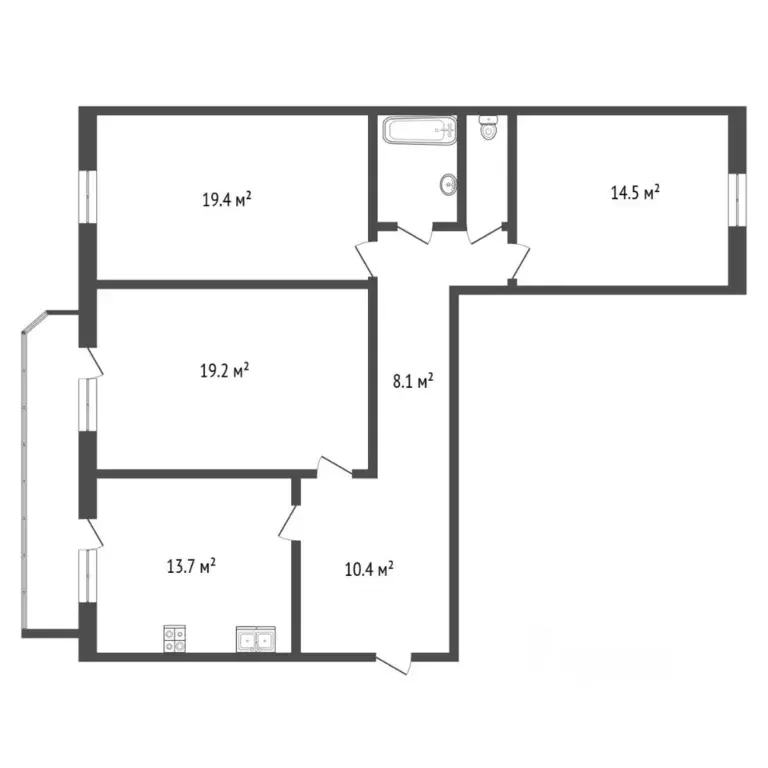 3-к кв. Тюменская область, Тюмень ул. 30 лет Победы, 14/1 (91.4 м) - Фото 2
