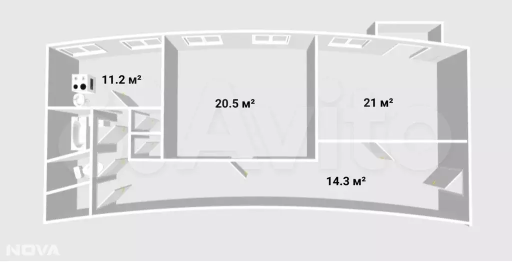 2-к. квартира, 76 м, 3/4 эт. - Фото 0