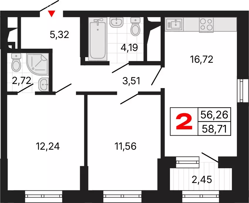 2-комнатная квартира: Екатеринбург, жилой район Втузгородок, ЖК Алиса ... - Фото 1