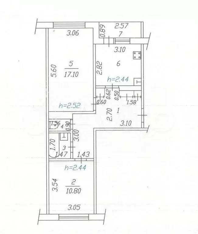 2-к. квартира, 52 м, 5/5 эт. - Фото 0