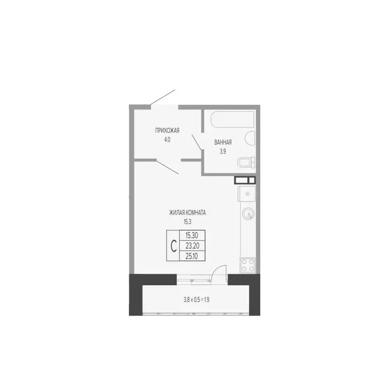 Квартира-студия: Краснодар, Фестивальный микрорайон (25.1 м) - Фото 0