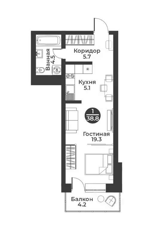 1-к кв. Хакасия, Абакан ул. Генерала Тихонова, 7 (38.8 м) - Фото 0