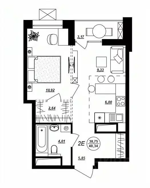 2-к кв. Хабаровский край, Хабаровск ул. Демьяна Бедного (40.34 м) - Фото 1