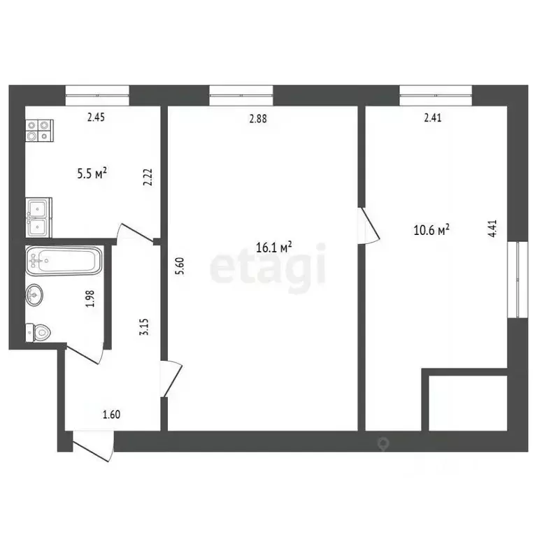2-к кв. Тюменская область, Тюмень ул. Орджоникидзе, 65 (43.0 м) - Фото 2