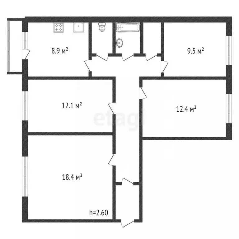 4-к кв. Амурская область, Благовещенск ул. Мухина, 18 (79.3 м) - Фото 1