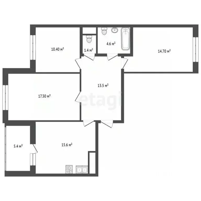 3-к кв. Ленинградская область, Всеволожский район, пос. Бугры бул. ... - Фото 2