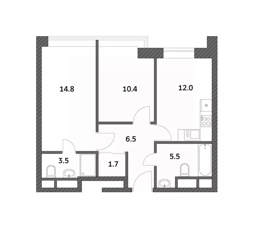 2-к кв. Москва Городские Истории жилой комплекс (54.44 м) - Фото 0