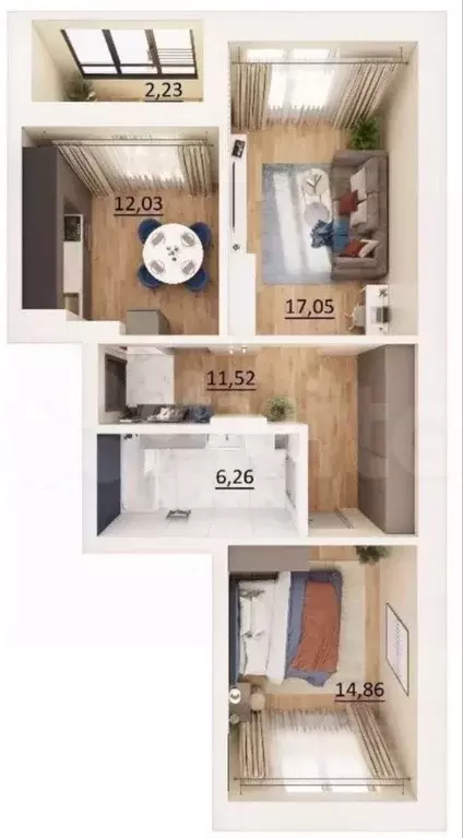 2-к кв. Татарстан, Казань ул. Назиба Жиганова, 2А (60.9 м) - Фото 2