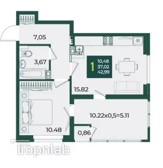 1-к кв. Краснодарский край, Краснодар ул. Штурвальная, 8 (42.99 м) - Фото 1