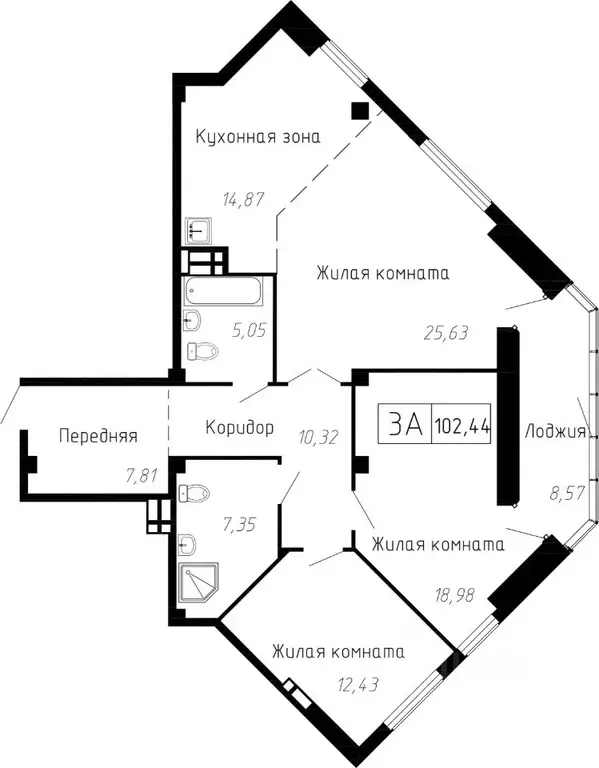 3-к кв. Приморский край, Владивосток ул. Мусоргского, 74к1 (101.7 м) - Фото 0