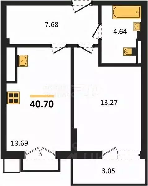 2-к кв. Калининградская область, Гурьевский муниципальный округ, пос. ... - Фото 1