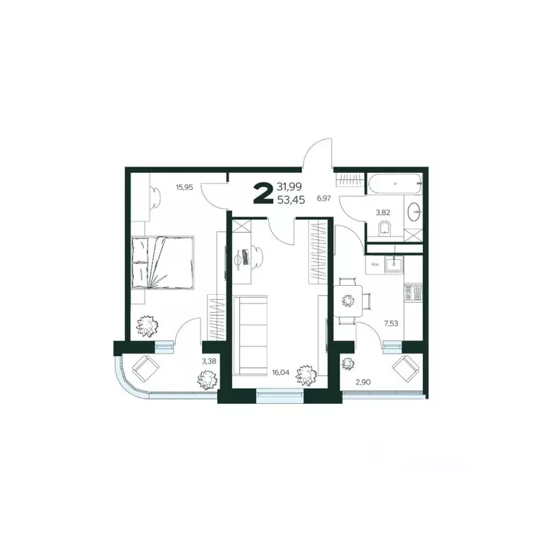2-к кв. Московская область, Химки Сходня мкр,  (53.45 м) - Фото 0