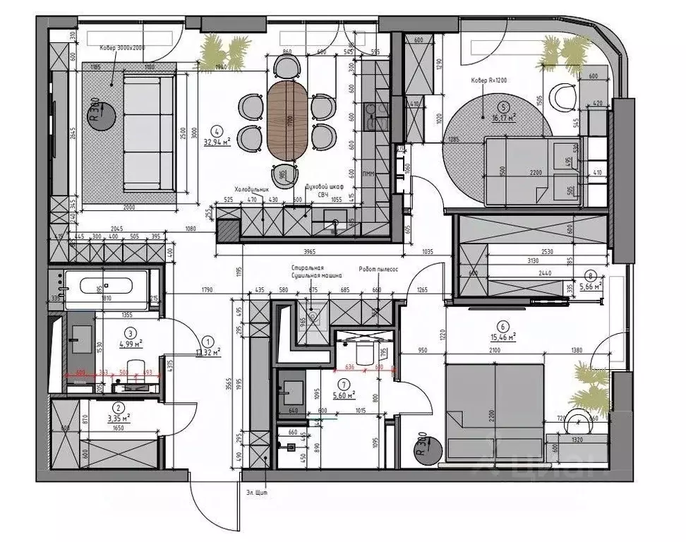 5-к кв. Москва ул. Нижние Мневники, 16к6 (122.0 м) - Фото 2