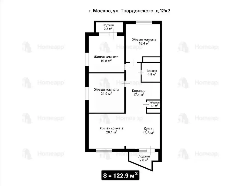 3-к кв. Москва ул. Твардовского, 12к2 (122.9 м) - Фото 2