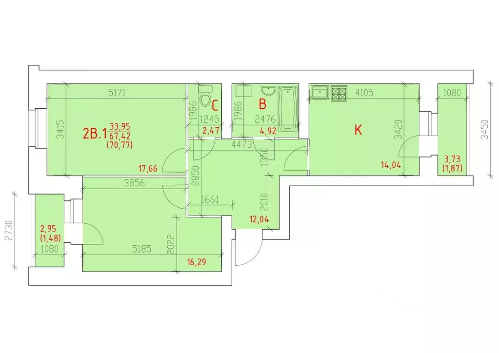 2-к кв. Вологодская область, Череповец 109-й мкр,  (70.77 м) - Фото 0