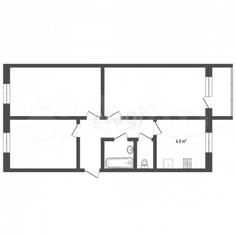 3-к. квартира, 67 м, 4/4 эт. - Фото 0