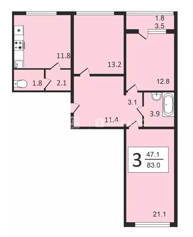 3-комнатная квартира: Воронеж, улица Загоровского, 9/1 (83 м) - Фото 0