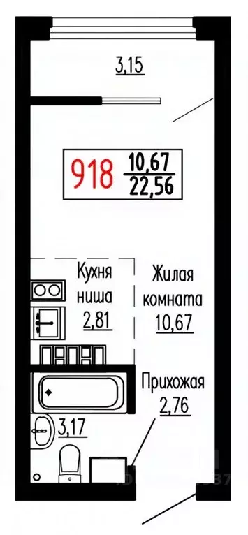 Студия Свердловская область, Екатеринбург ул. Лыжников, 3 (22.9 м) - Фото 0
