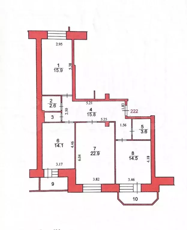 3-к. квартира, 97,7 м, 5/10 эт. - Фото 0