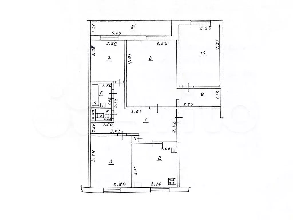 4-к. квартира, 81,5 м, 5/5 эт. - Фото 0