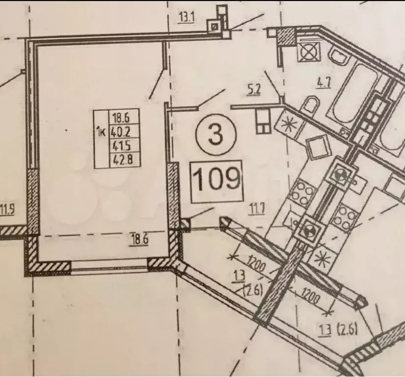 1-к кв. Калининградская область, Калининград Елизаветинская ул., 3 ... - Фото 2