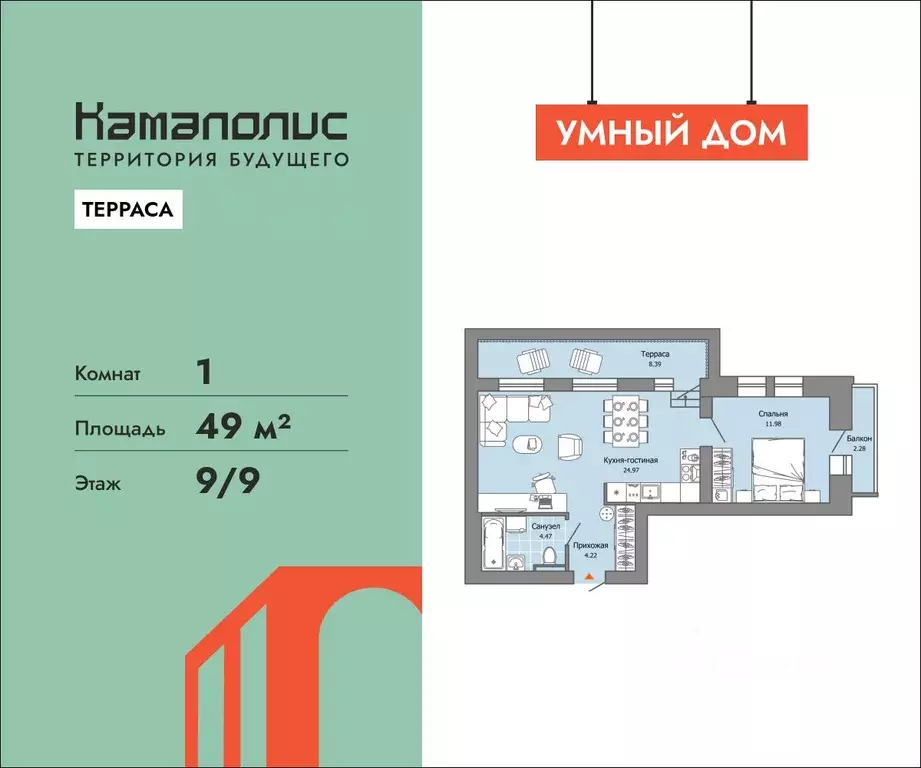 1-к кв. Пермский край, Пермь ул. Дзержинского, 35А (49.0 м) - Фото 1